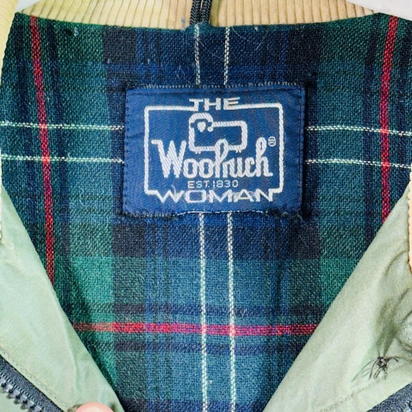 Woolrich Waxed Jacket Women's XL Green Wool Lined Corduroy Vintage USA Made 90s - Picture 7 of 16